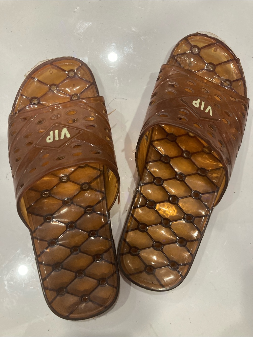 VIP Tan Jelly Slide Sandals